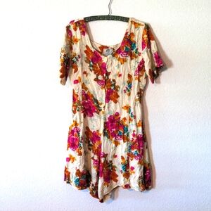 Short Circuit vintage 80's floral rayon romper jumpsuit, M